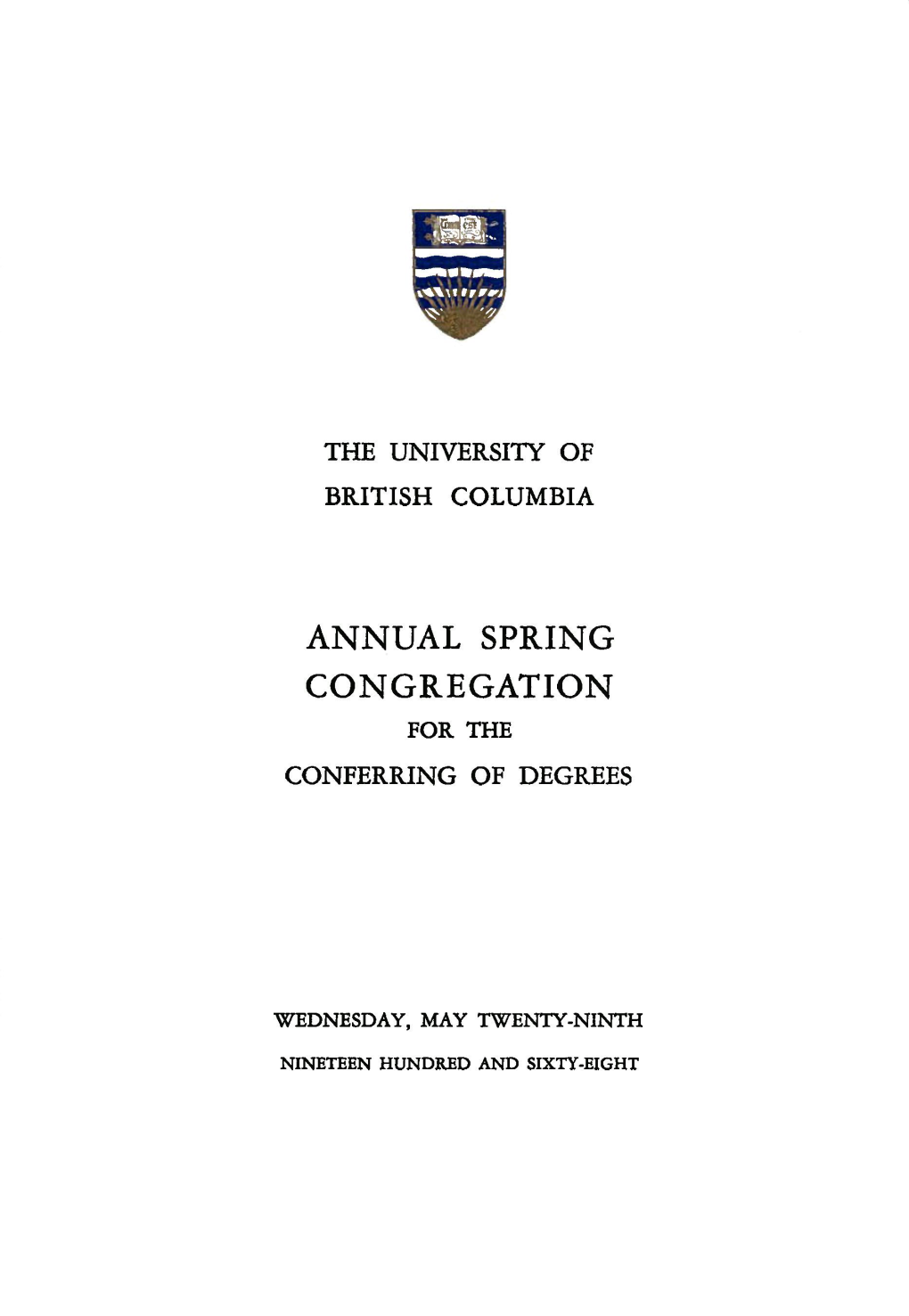 Annual Spring Congregation for the Conferring of Degrees