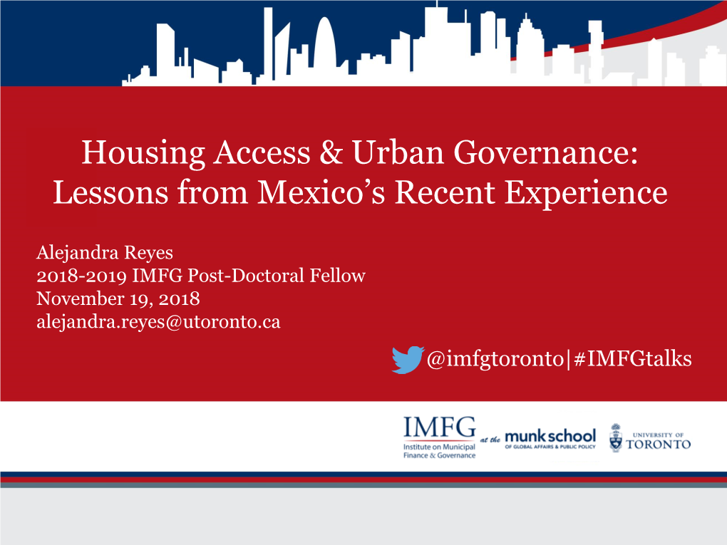 Housing Access & Urban Governance