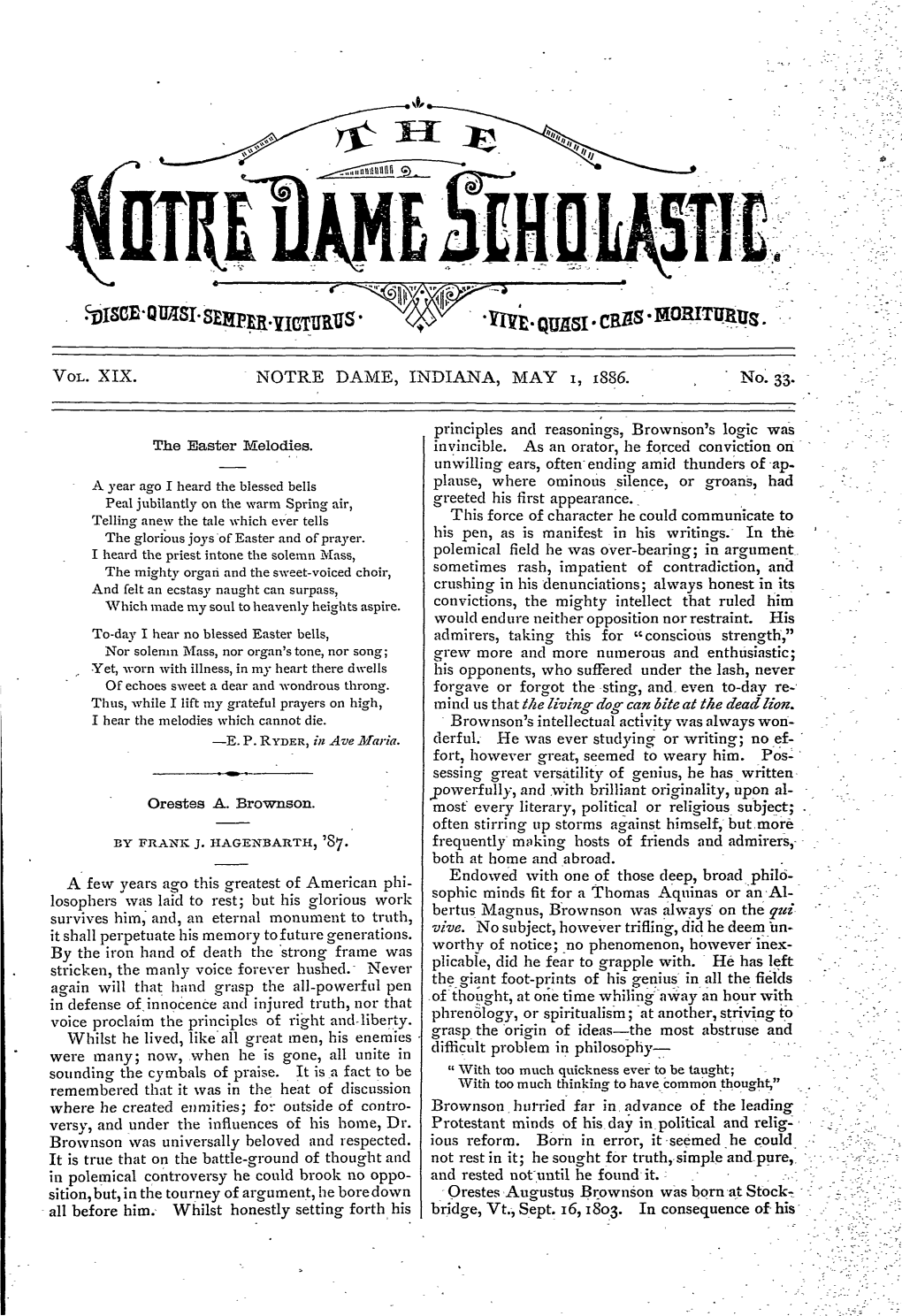 Notre Dame Scholastic, Vol. 19, No. 33