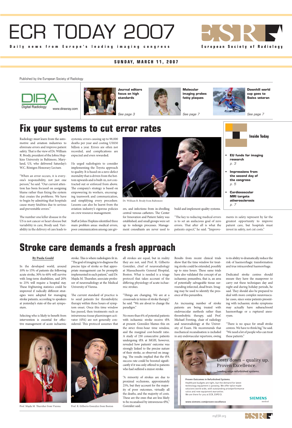 ECR TODAY 2007 Daily News from Europe’S Leading Imaging Congress