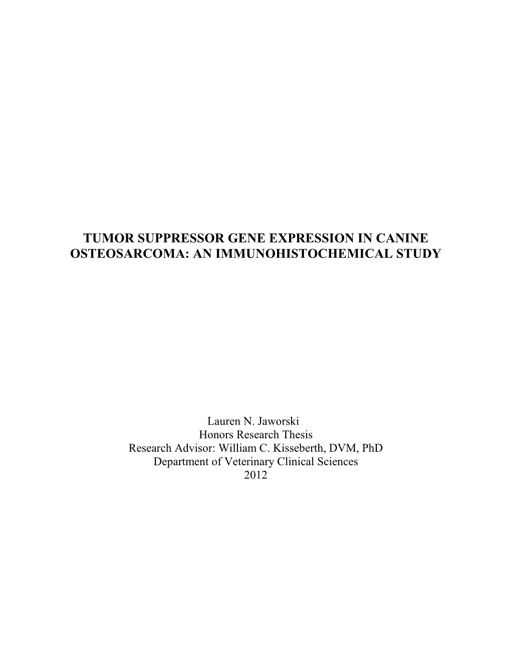 Tumor Suppressor Gene Expression in Canine Osteosarcoma: an Immunohistochemical Study
