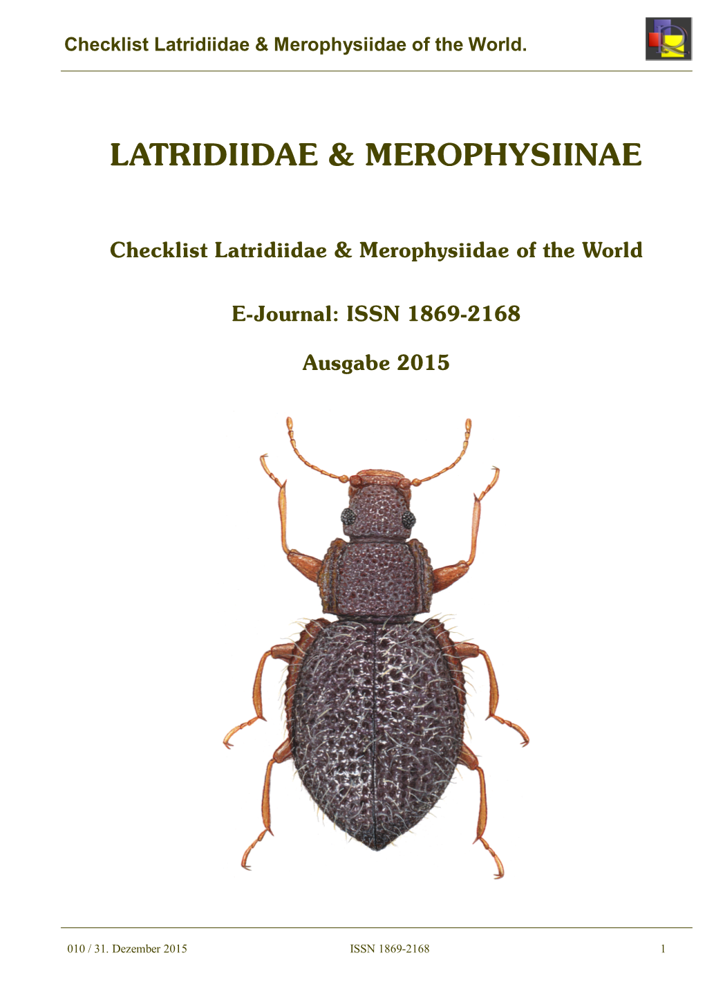 Checklist Latridiidae and Merophysiinae World 2015.Pub