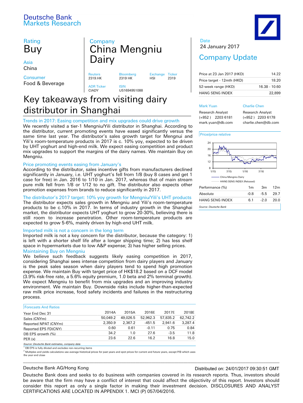 Buy China Mengniu Dairy