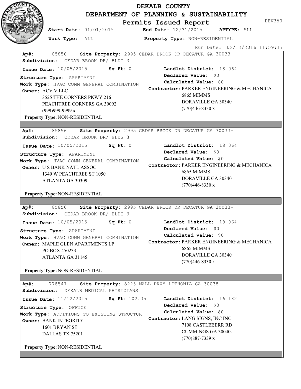 2015 Non-Residential Permits