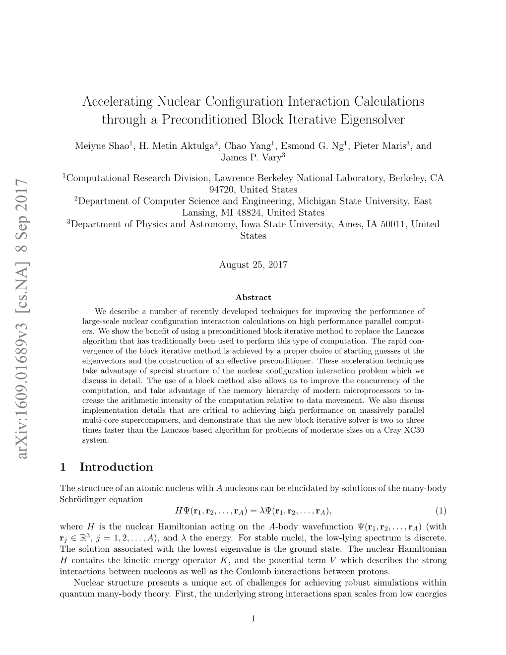 Accelerating Nuclear Configuration Interaction Calculations Through a Preconditioned Block Iterative Eigensolver