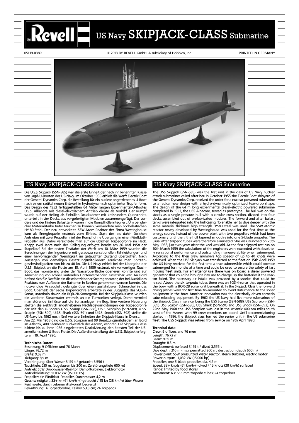 US Navy SKIPJACK-CLASS Submarine