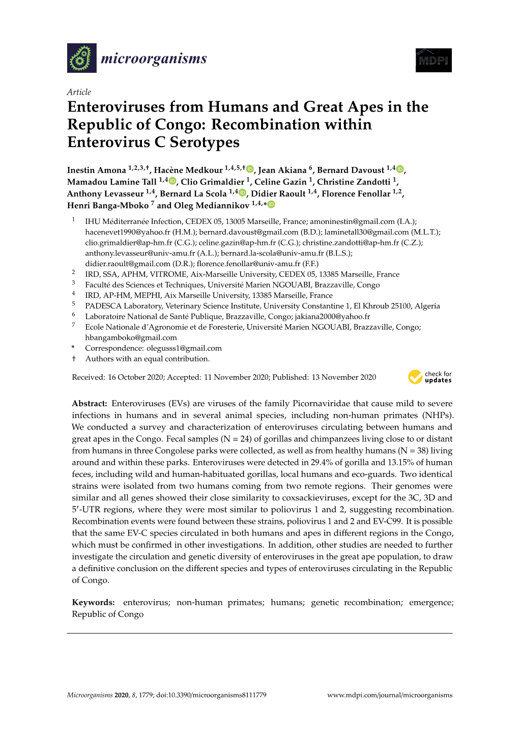 Recombination Within Enterovirus C Serotypes