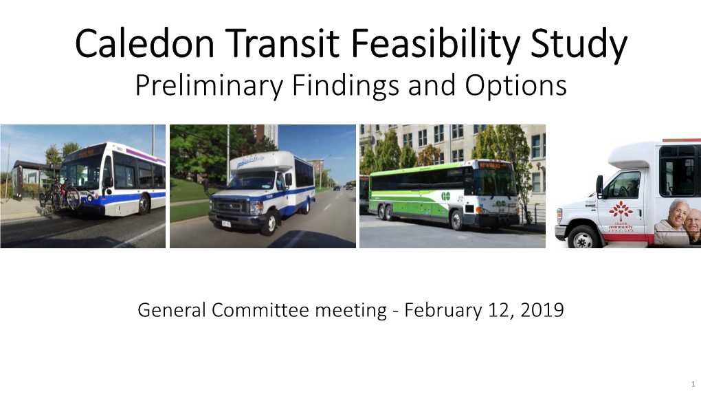Caledon Transit Feasibility Study Preliminary Findings and Options