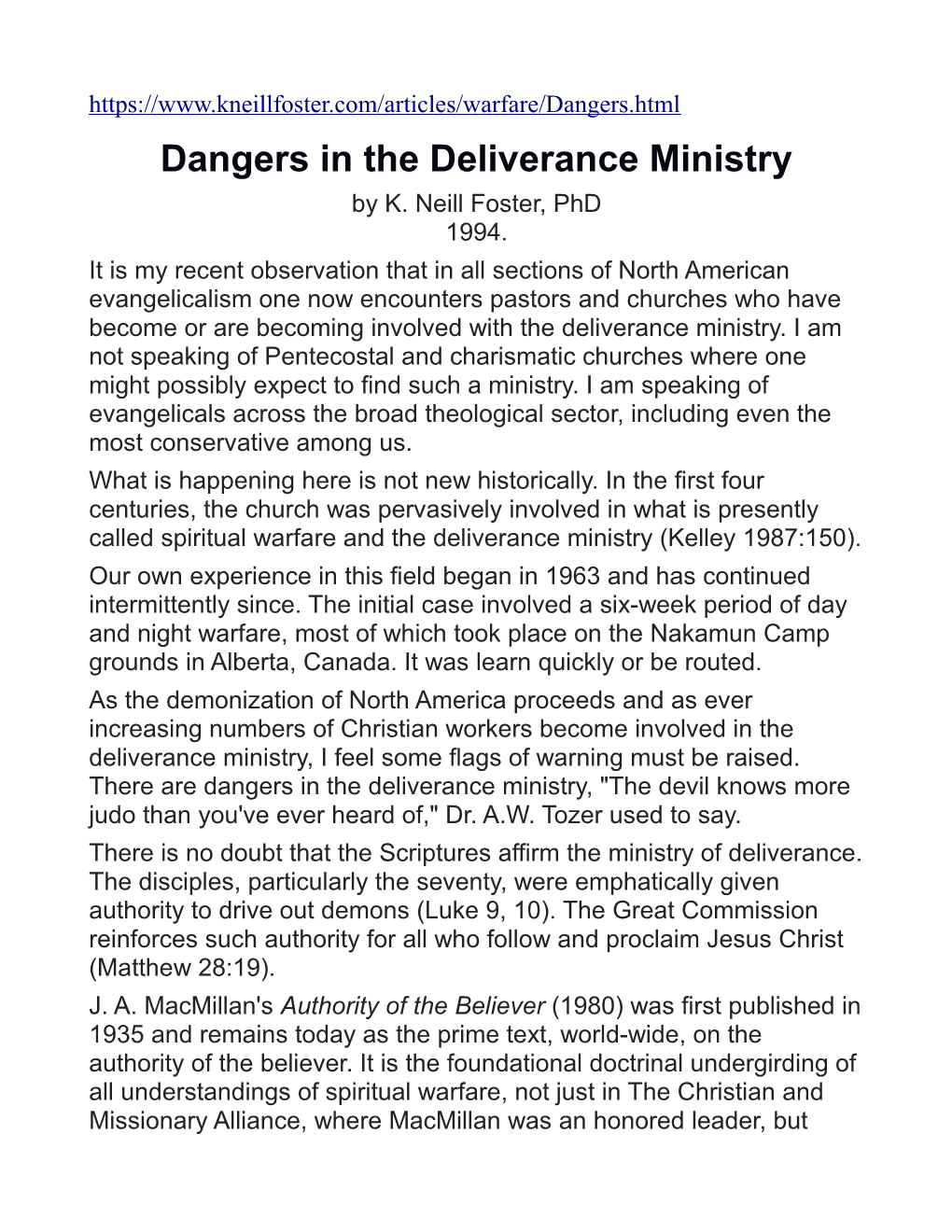 Dangers in the Deliverance Ministry by K
