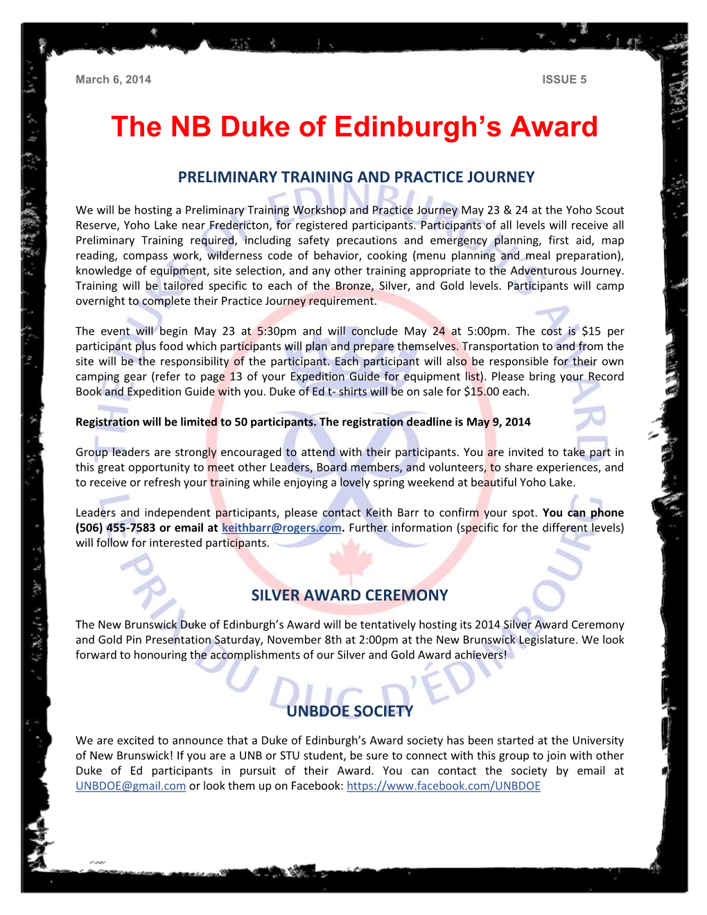 The NB Duke of Edinburgh's Award