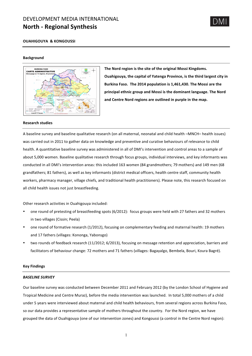 North -‐ Regional Synthesis