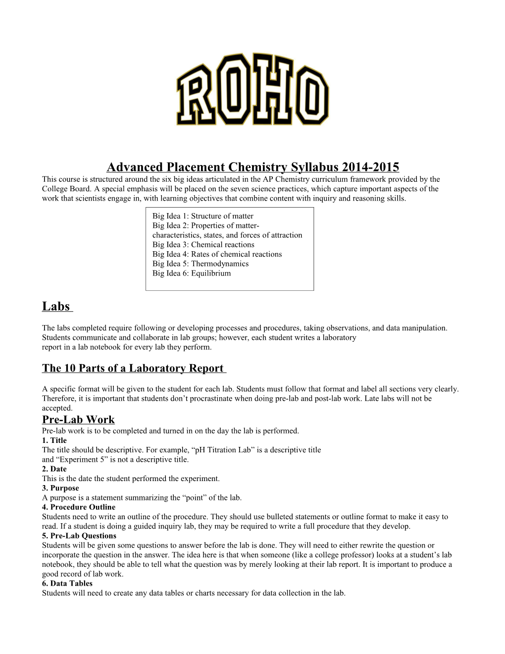 Advanced Placement Chemistry s1