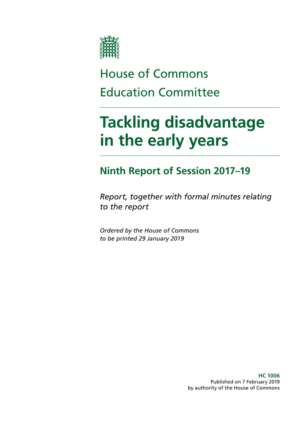 Tackling Disadvantage in the Early Years