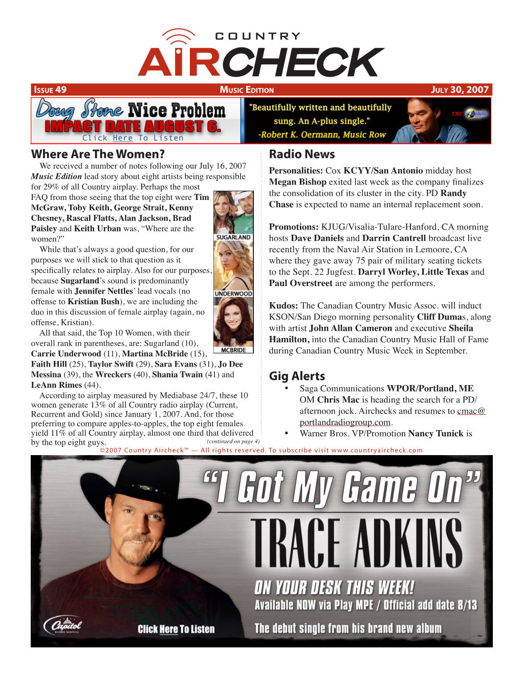 July 30, 2007 Country Aircheck Music Edition Page 3