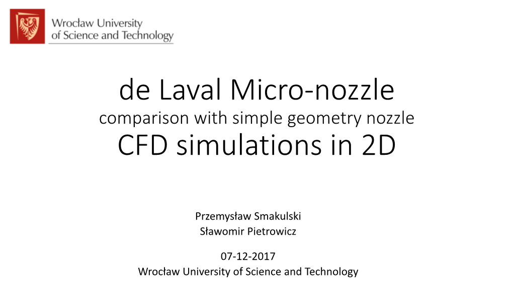 De Laval Micro-Nozzle CFD Simulations