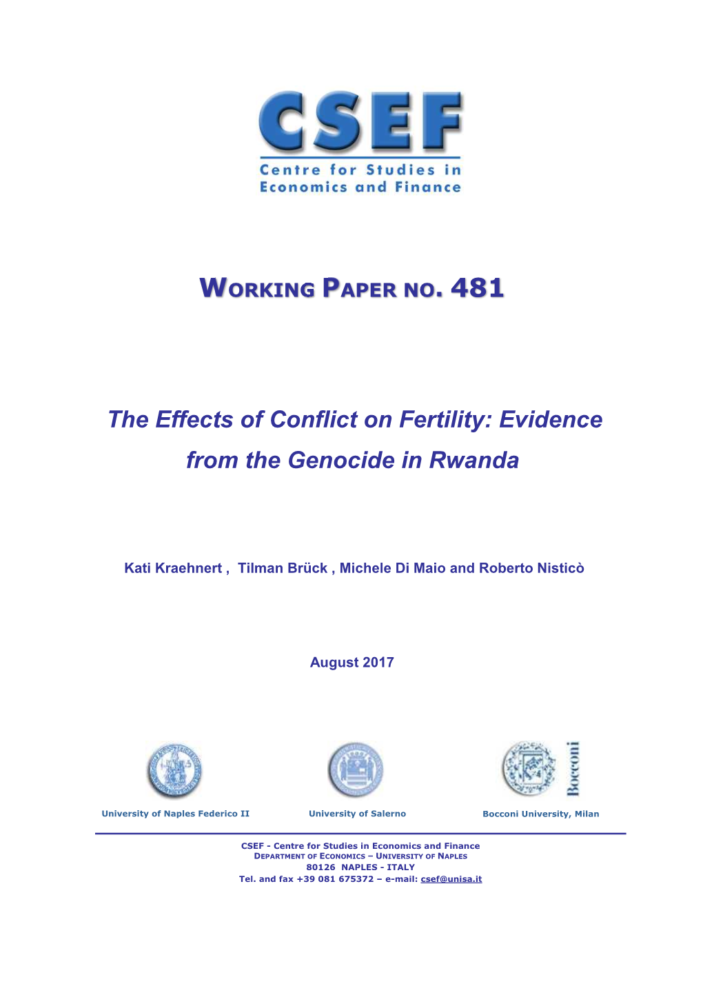 The Effects of Conflict on Fertility: Evidence from the Genocide in Rwanda