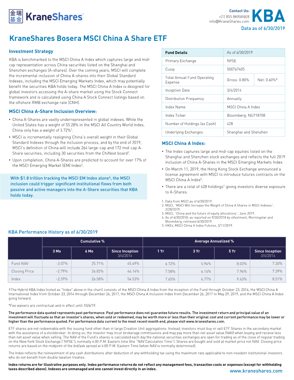 Kraneshares Bosera MSCI China a Share ETF