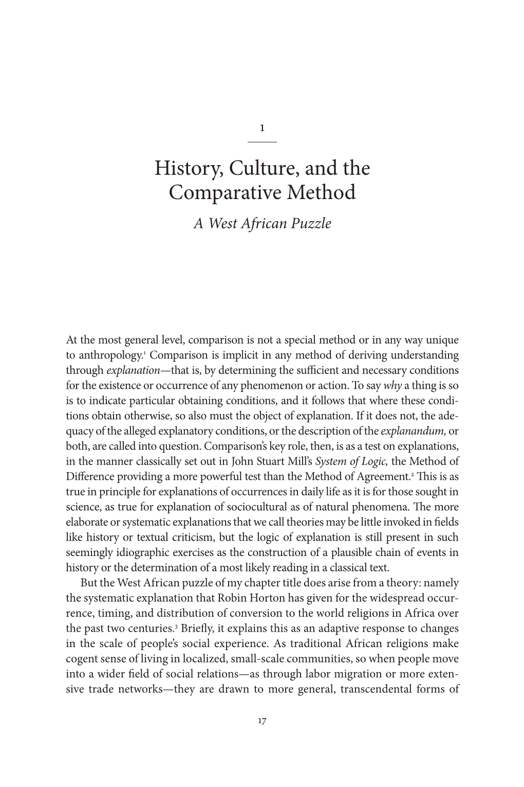 History, Culture, and the Comparative Method