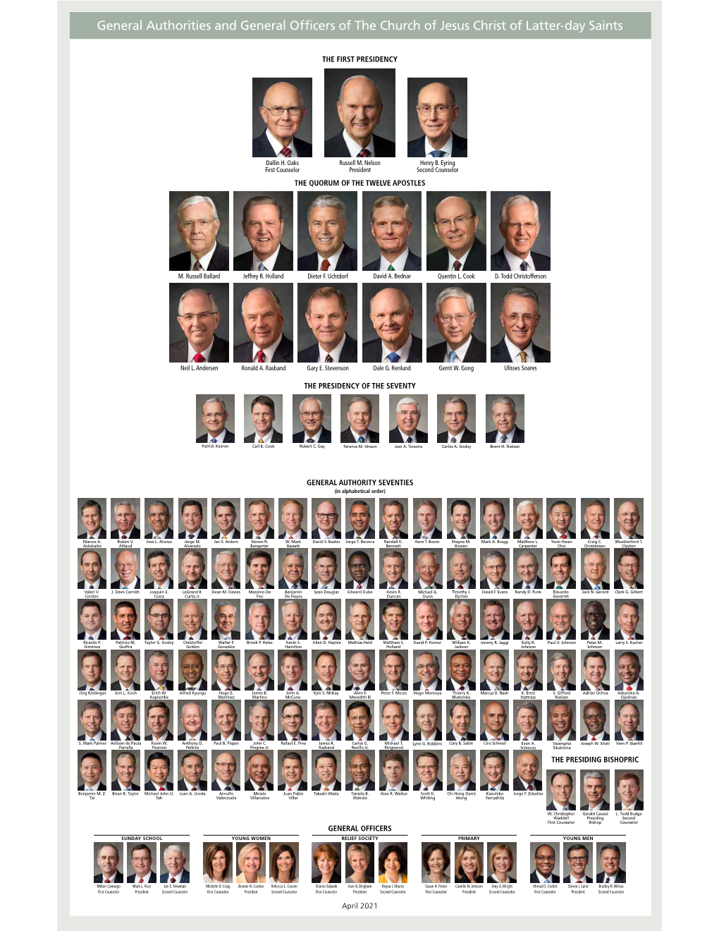 General Authorities and General Officers of the Church of Jesus Christ of Latter-Day Saints