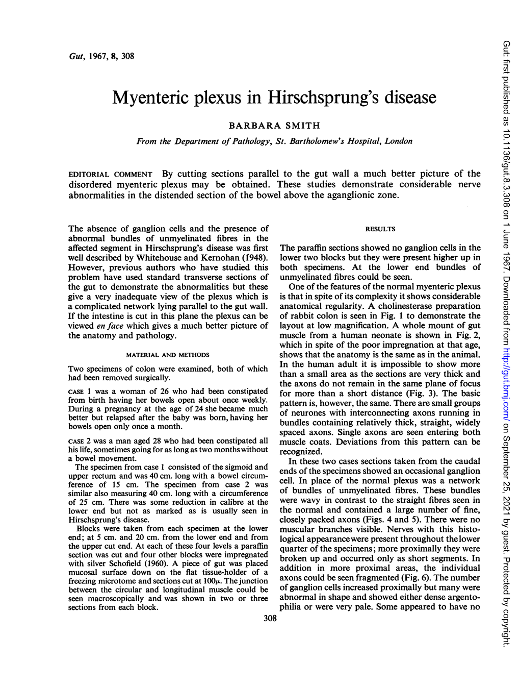 Myenteric Plexus in Hirschsprung's Disease