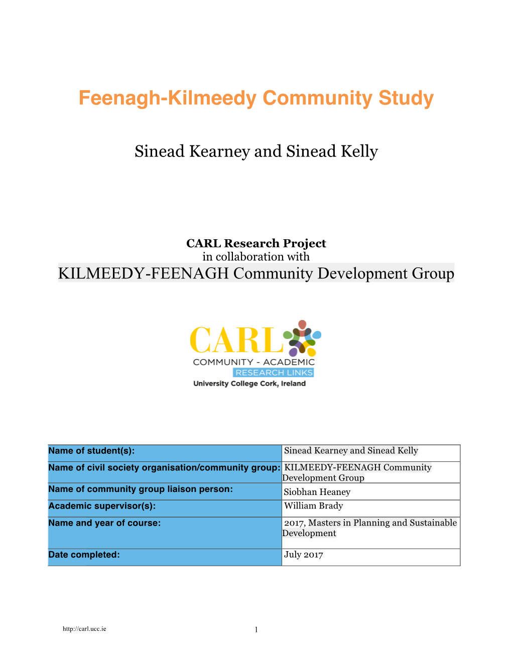 Feenagh-Kilmeedy Community Study