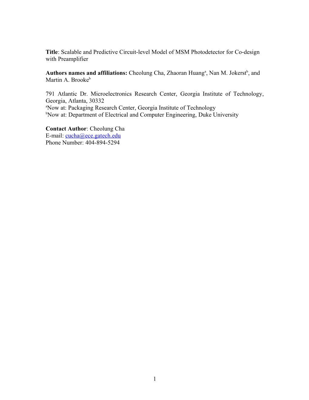 Ingaas MSM Photodetector Embedded In Waveguide For Clock Distribution System At Wavelength 1