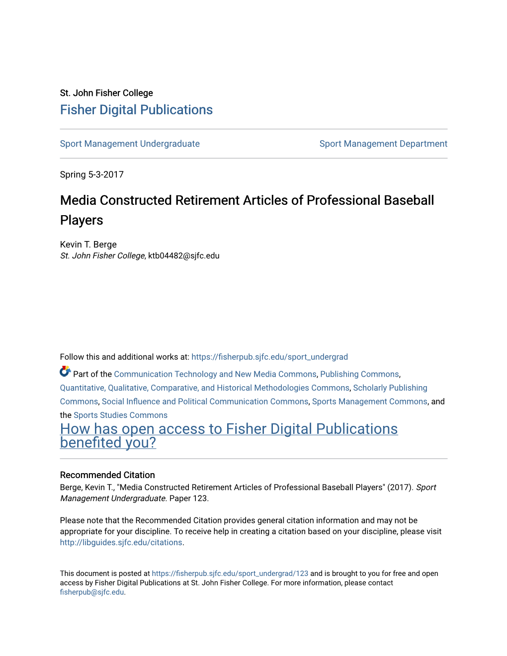 Media Constructed Retirement Articles of Professional Baseball Players