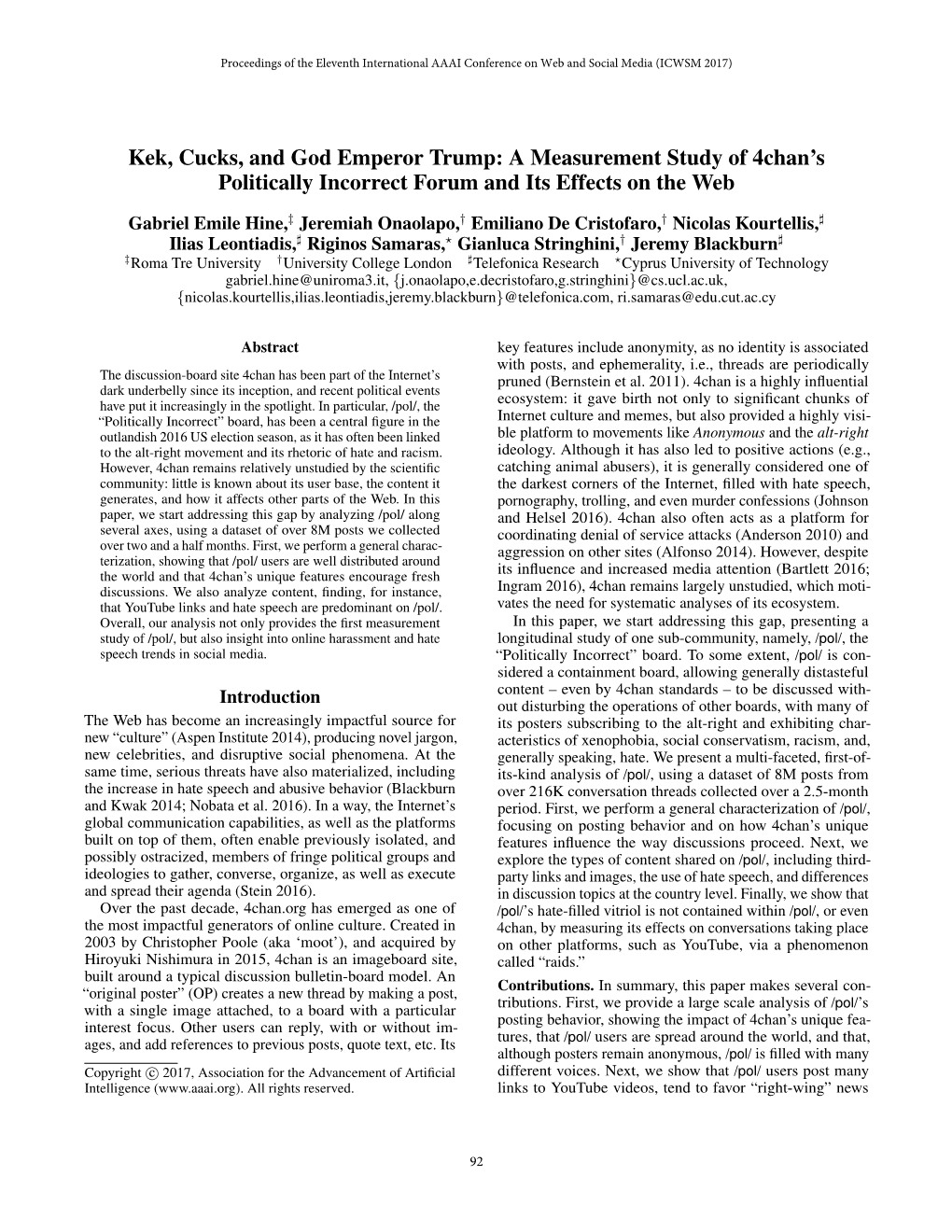 A Measurement Study of 4Chan's Politically Incorrect Forum And