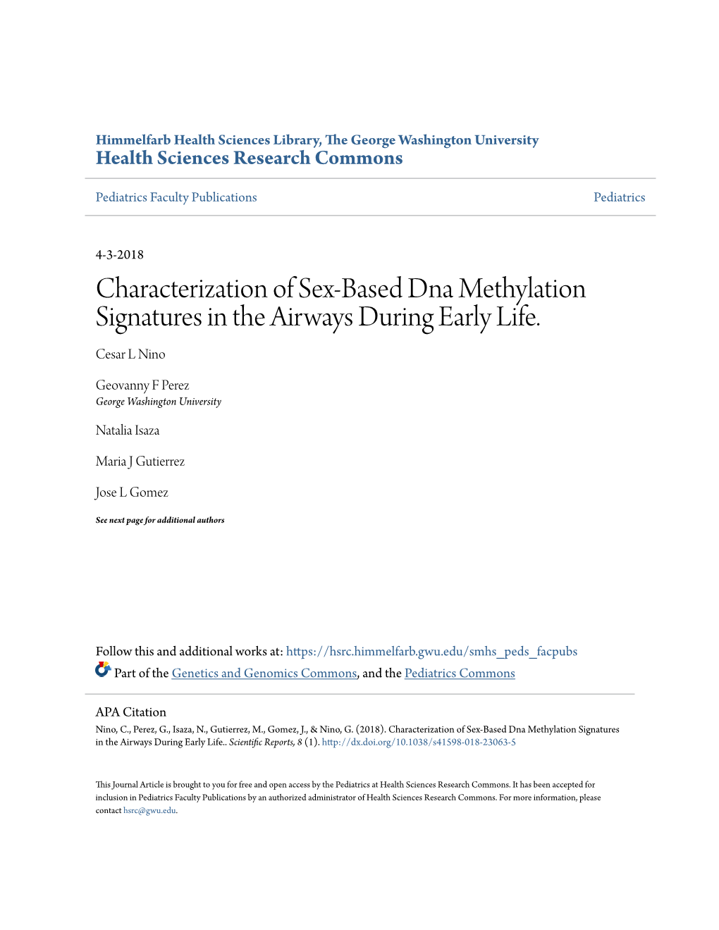 Characterization of Sex-Based Dna Methylation Signatures in the Airways During Early Life