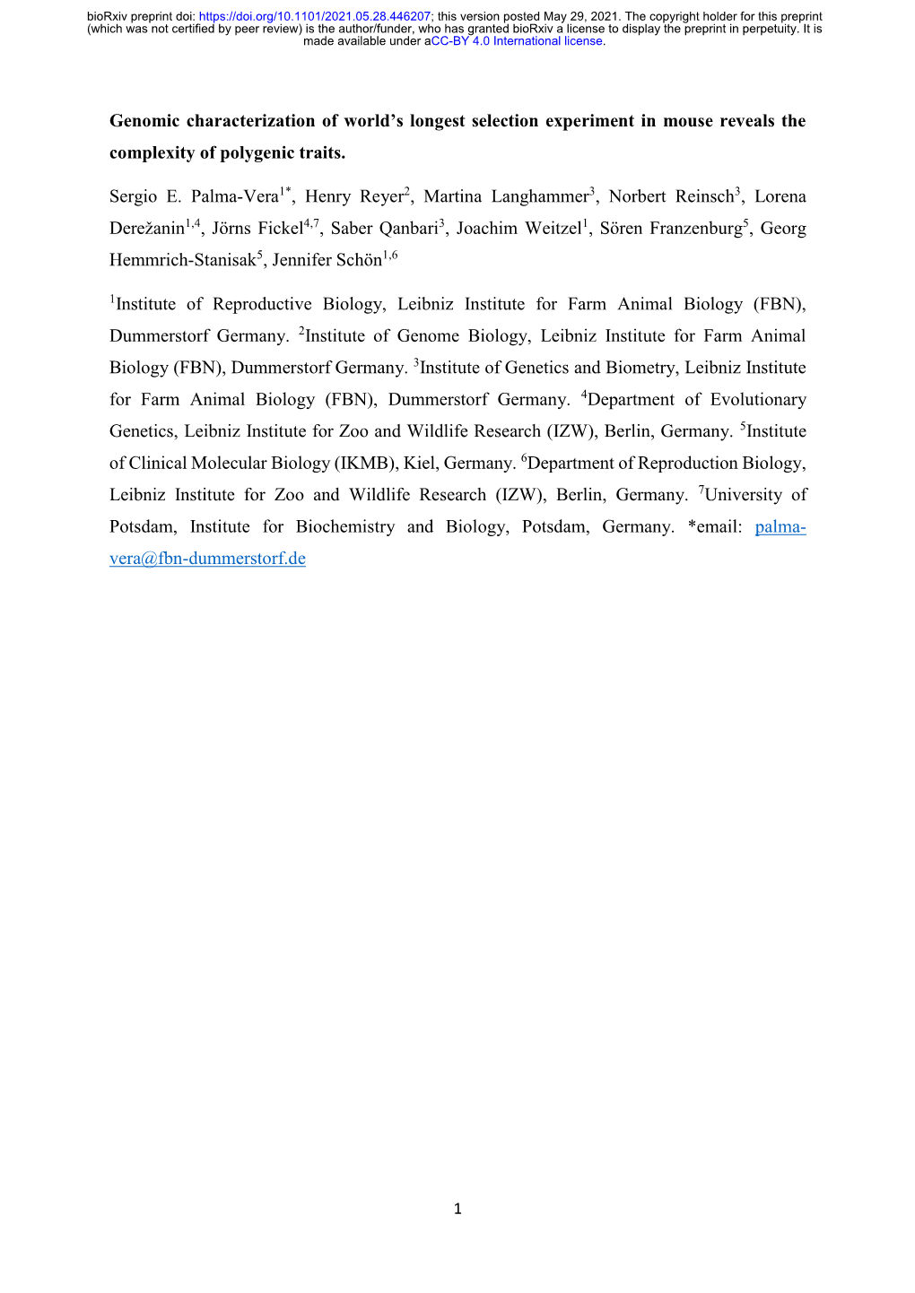 Genomic Characterization of World's Longest Selection Experiment In