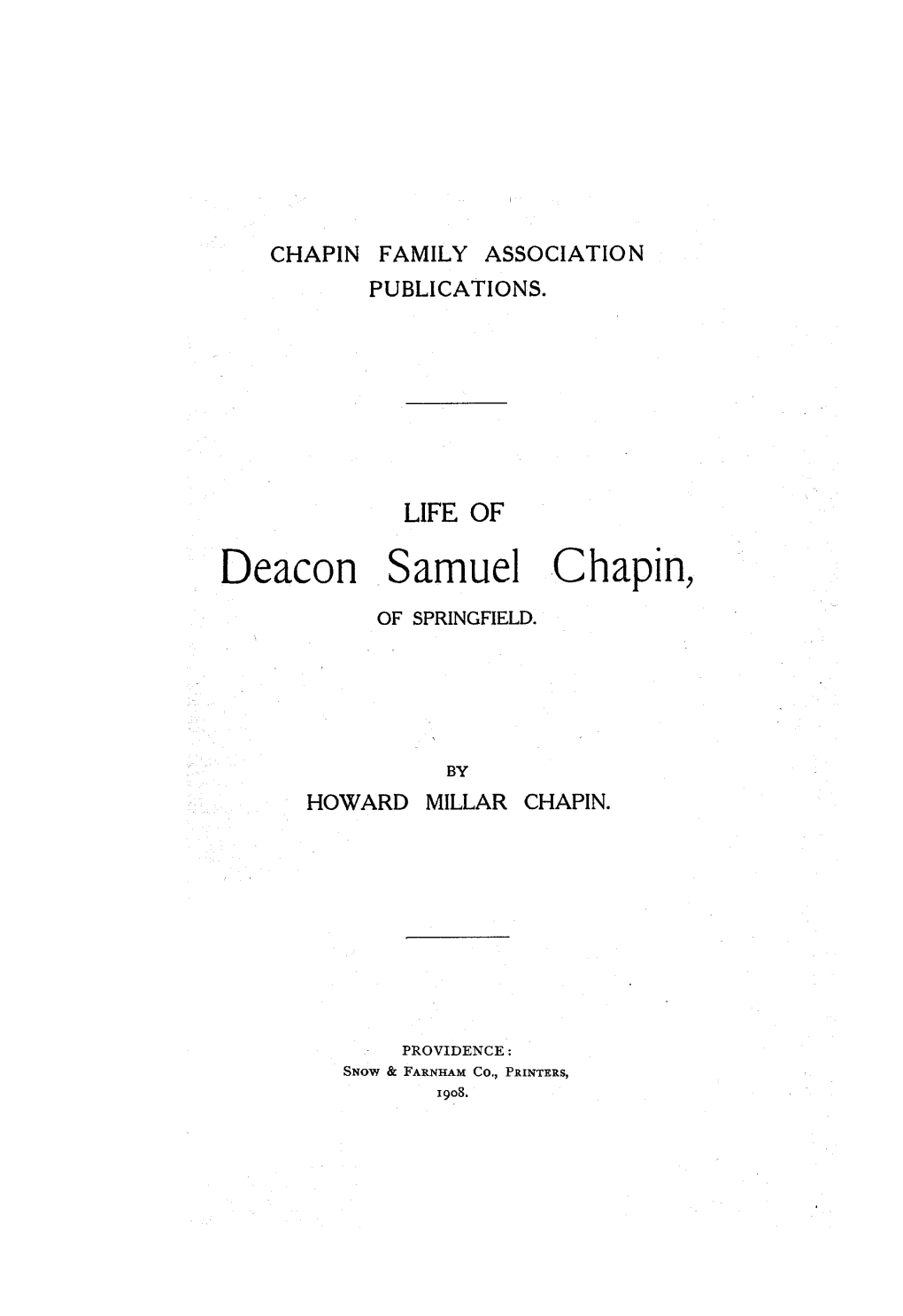 Deacon Samuel Chapin, of SPRINGFIELD
