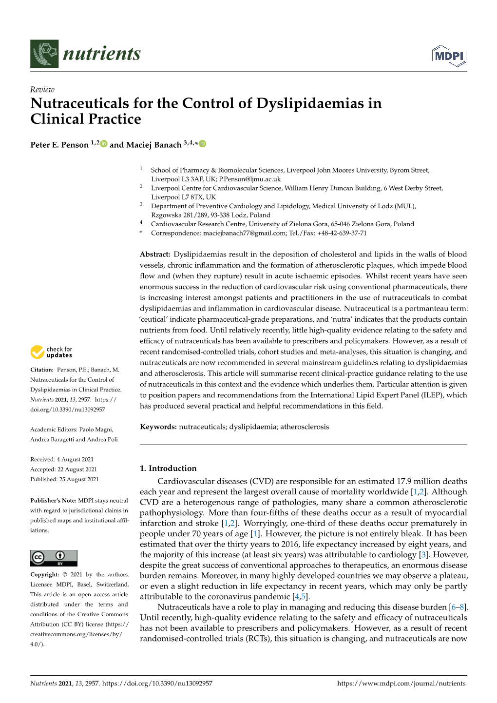 Nutraceuticals for the Control of Dyslipidaemias in Clinical Practice