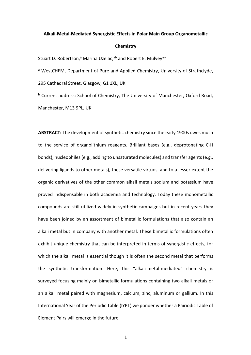 1 Alkali-Metal-Mediated Synergistic Effects in Polar