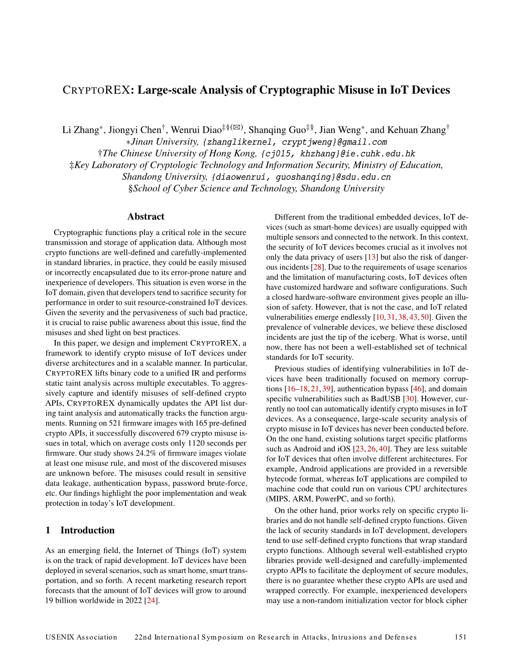 CRYPTOREX: Large-Scale Analysis of Cryptographic Misuse in Iot Devices