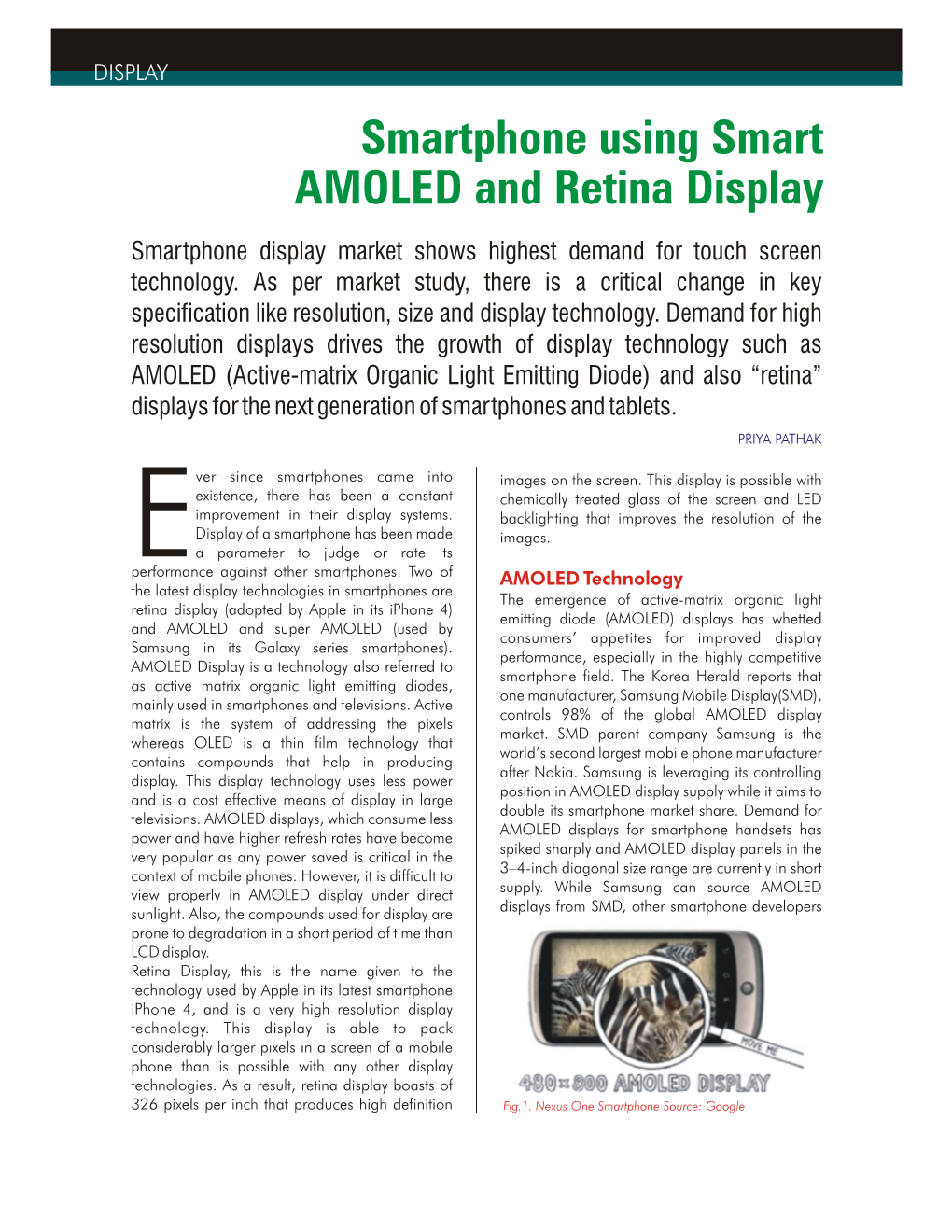 Smartphone Using Smart AMOLED and Retina Display