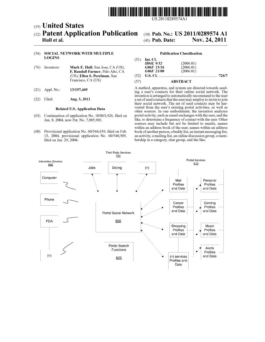 (12) Patent Application Publication (10) Pub. No.: US 2011/0289574 A1 Hull Et Al