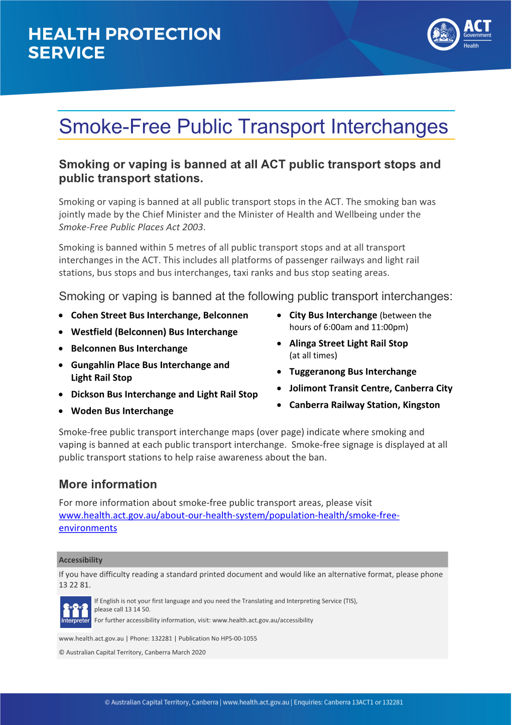 Smoke Free Public Transport Interchanges Factsheet