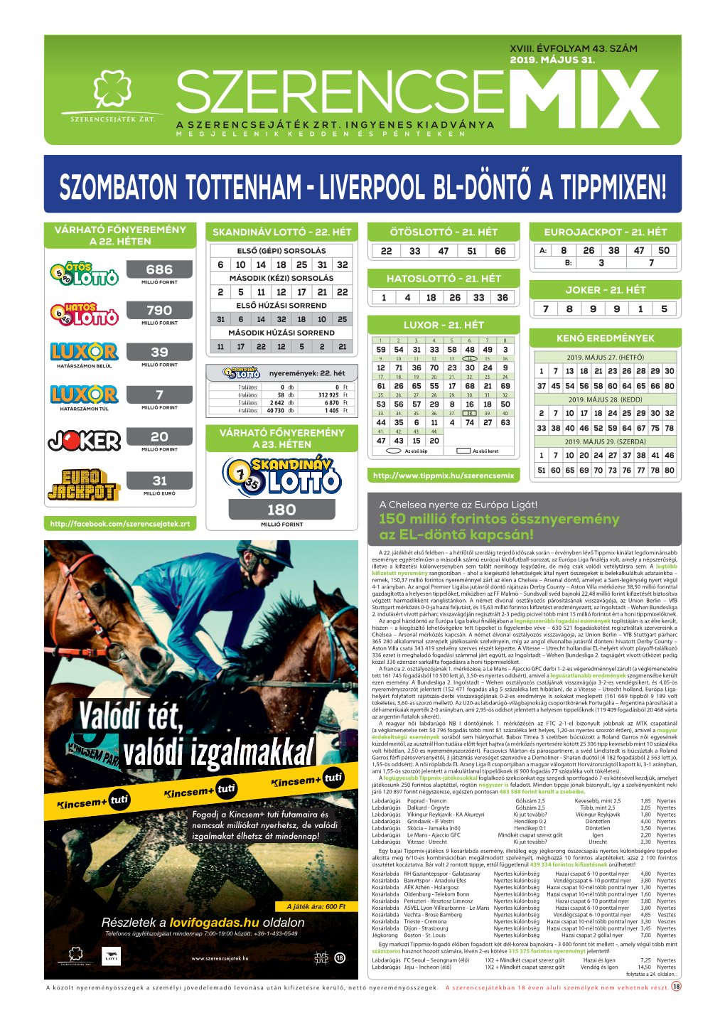 Szombaton Tottenham - Liverpool Bl-Döntő a Tippmixen!