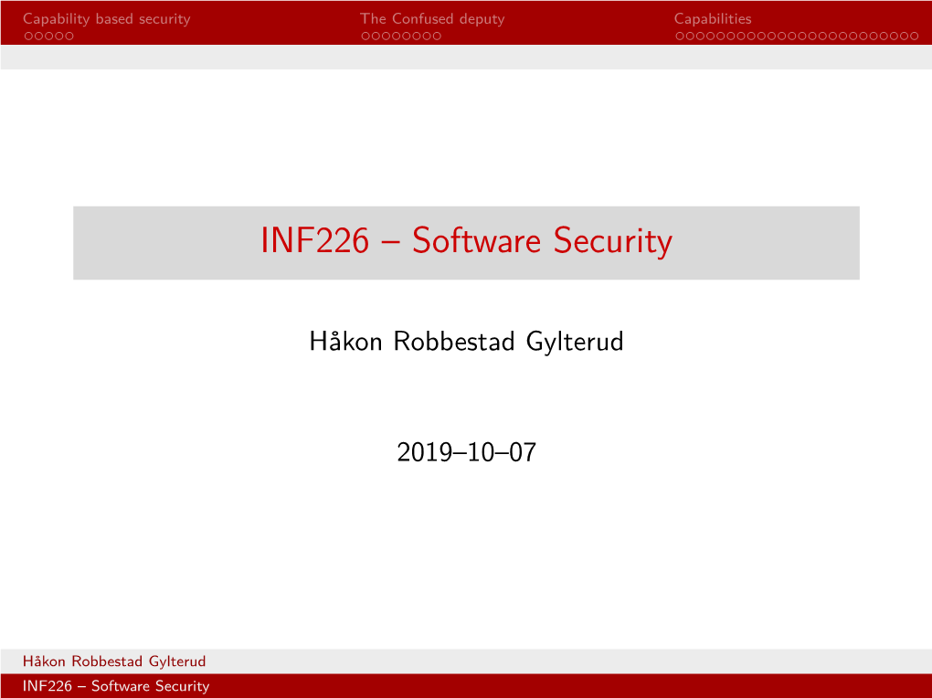 INF226 – Software Security