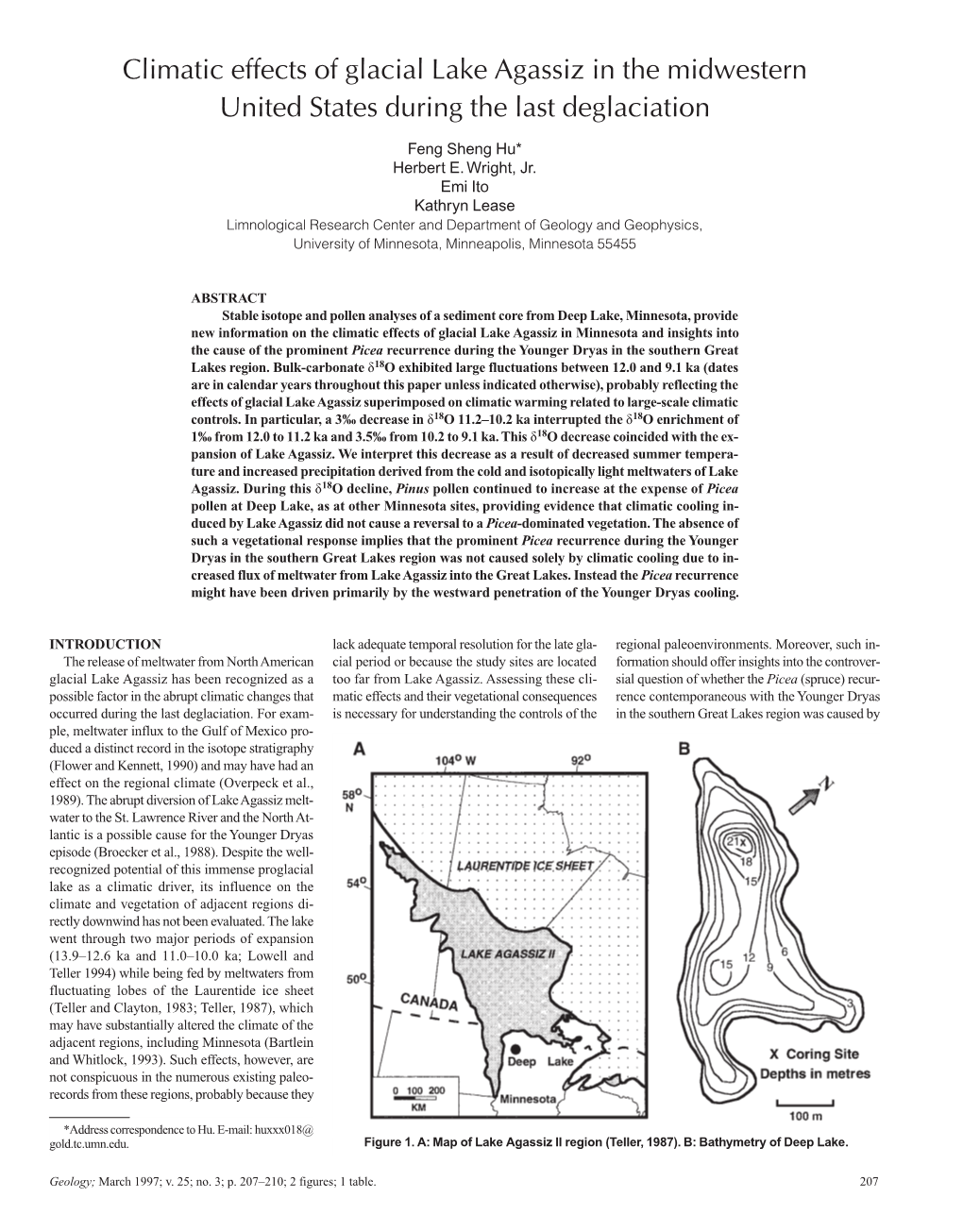 Geology: Climatic Effects of Glacial Lake Agassiz in the Midwestern