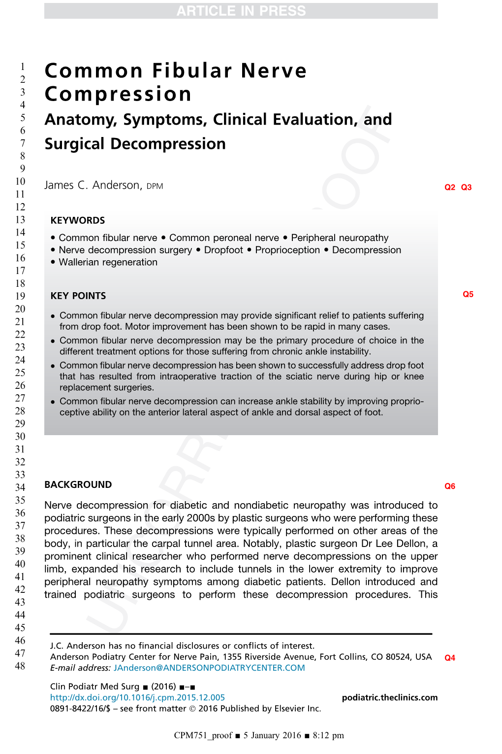 Common Fibular Nerve Compression, and the Proper Surgical Technique to Decom- 63 Press the Nerve