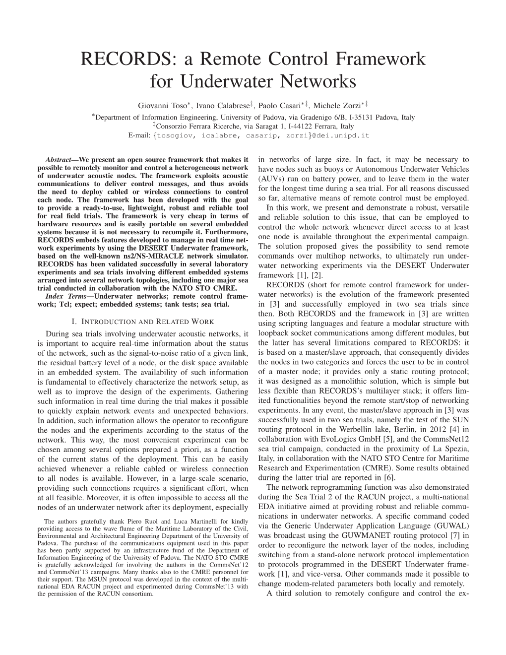 A Remote Control Framework for Underwater Networks