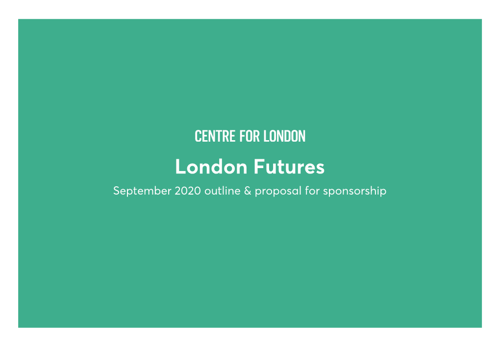 200928 Centre for London Greater London Authority Partnership Proposal