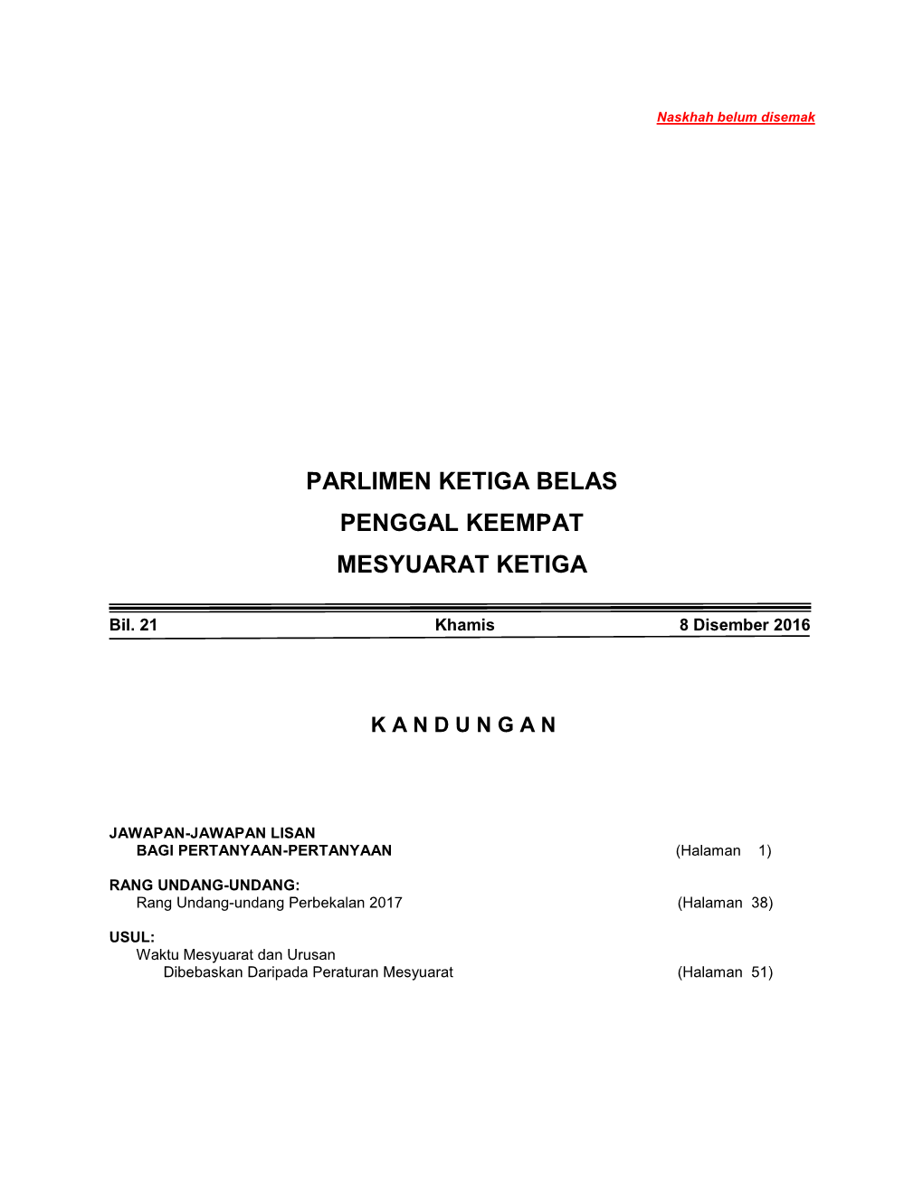 Parlimen Ketiga Belas Penggal Keempat Mesyuarat Ketiga