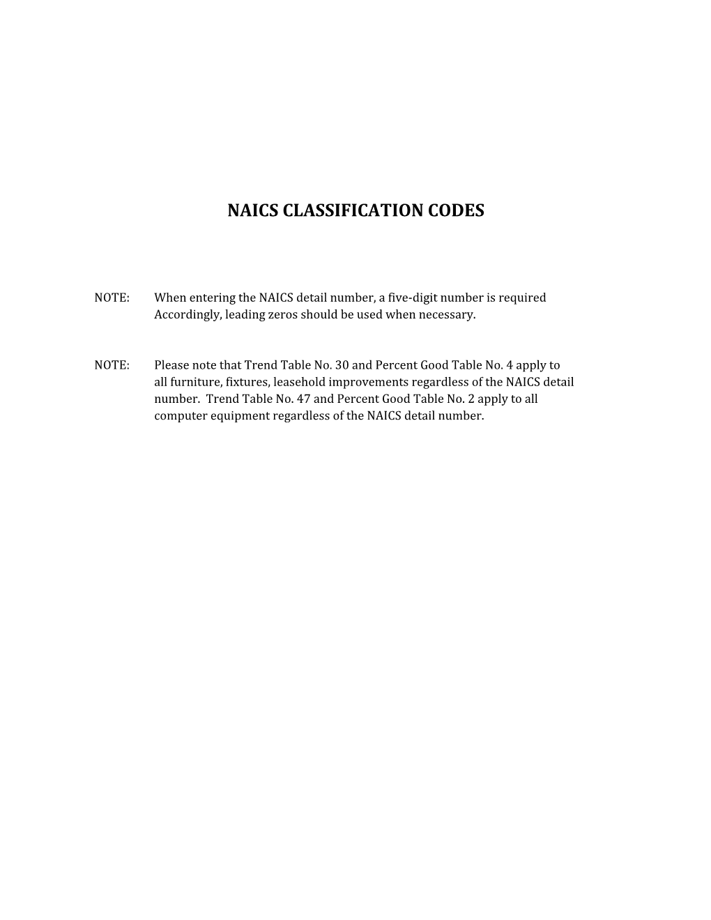 Naics Classification Codes