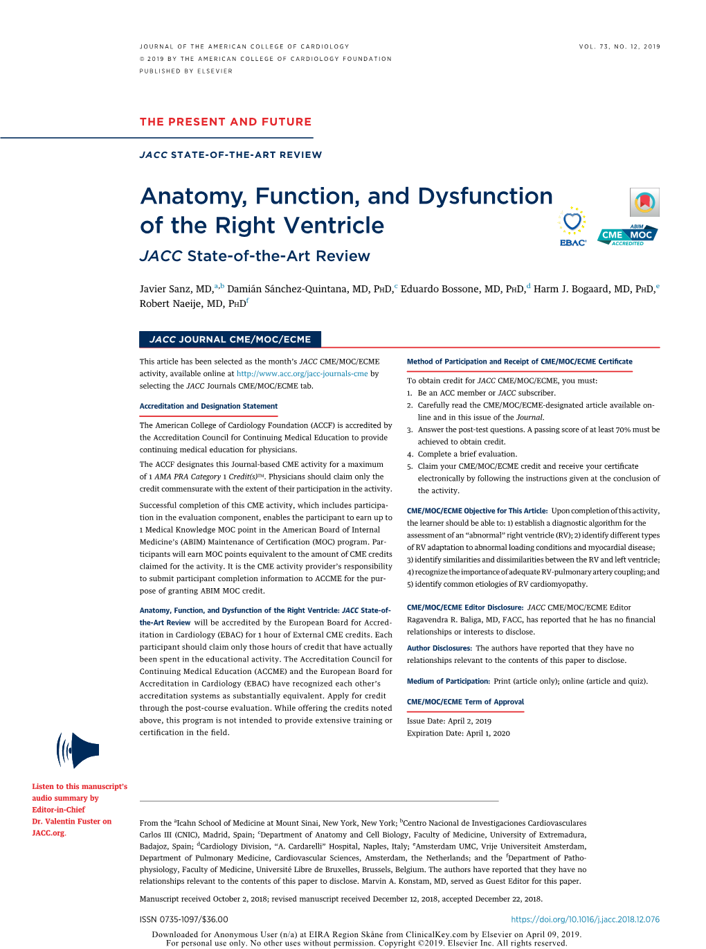 Anatomy, Function, and Dysfunction Of&Nbsp;The Right&Nbsp;Ventricle