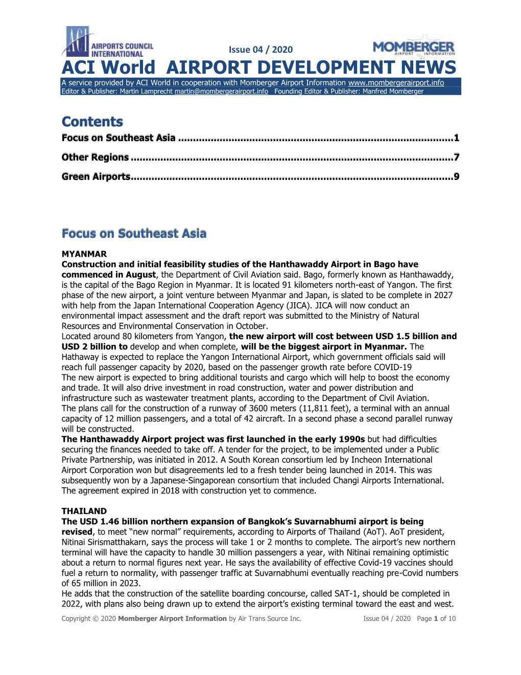 ACI World Airport Development News: Issue 04 – 2020