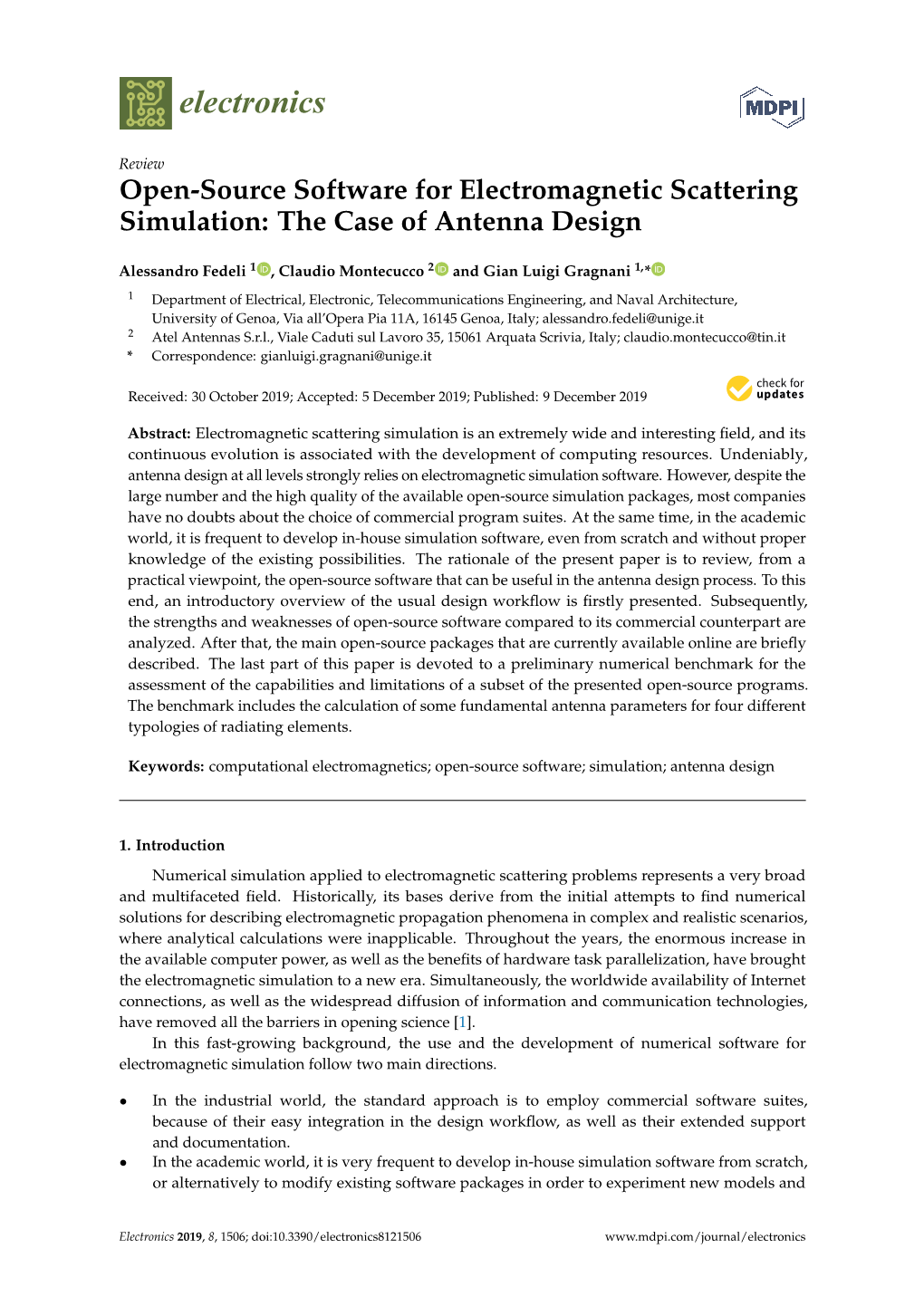 Open-Source Software for Electromagnetic Scattering Simulation: the Case of Antenna Design