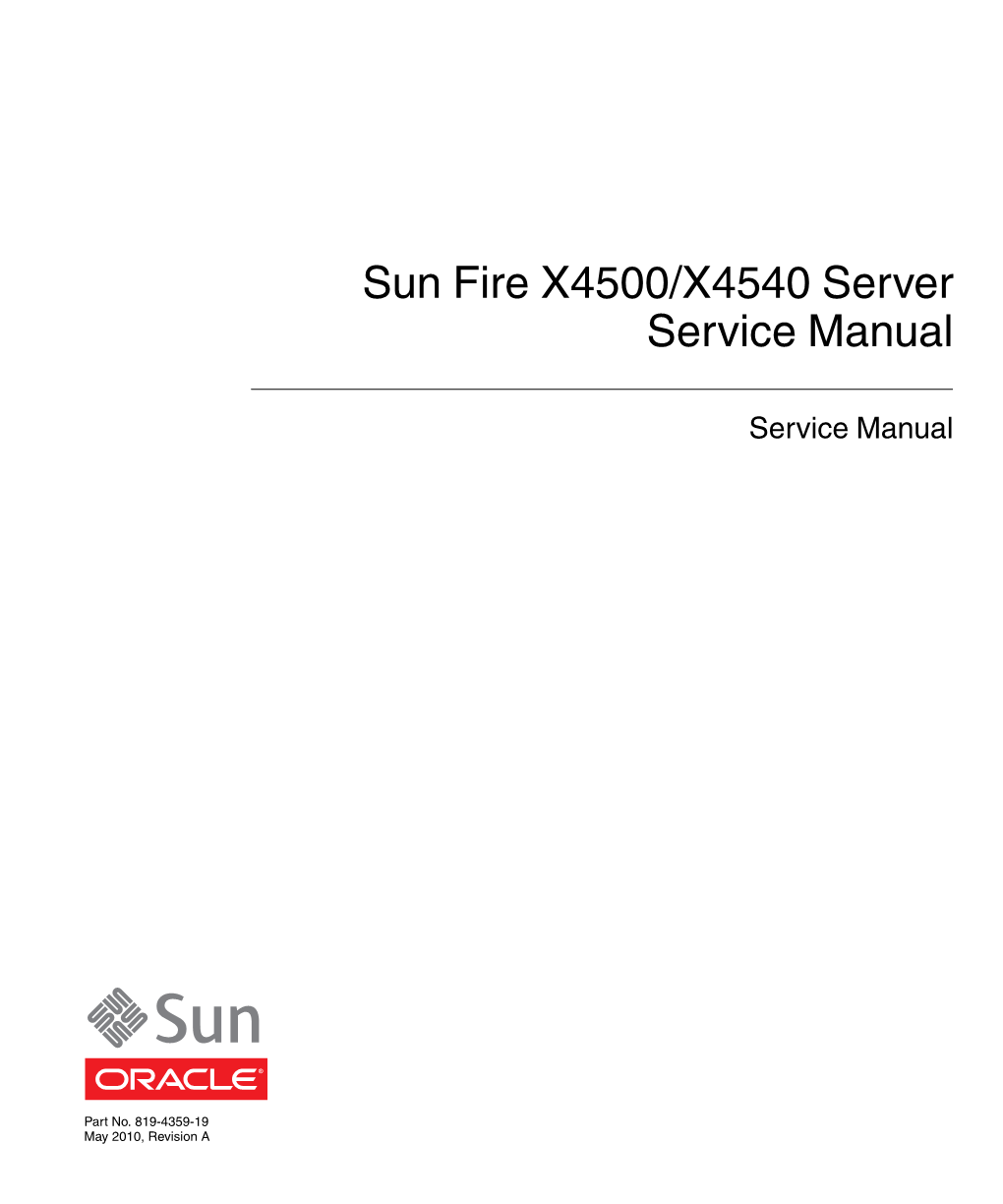 Sun Fire X4500/X4540 Server Service Manual