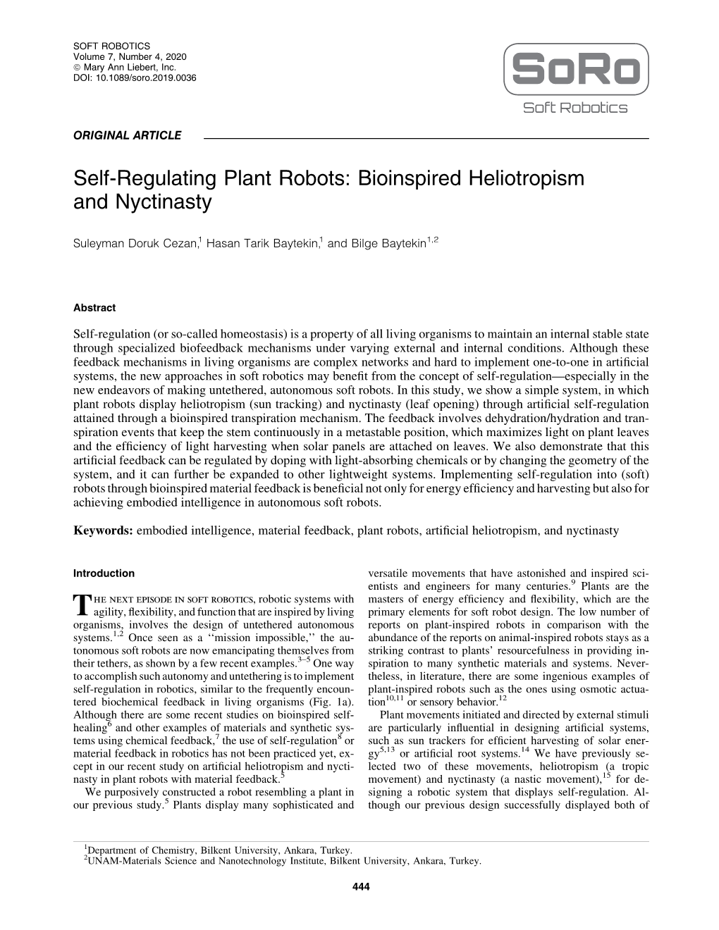Self-Regulating Plant Robots: Bioinspired Heliotropism and Nyctinasty